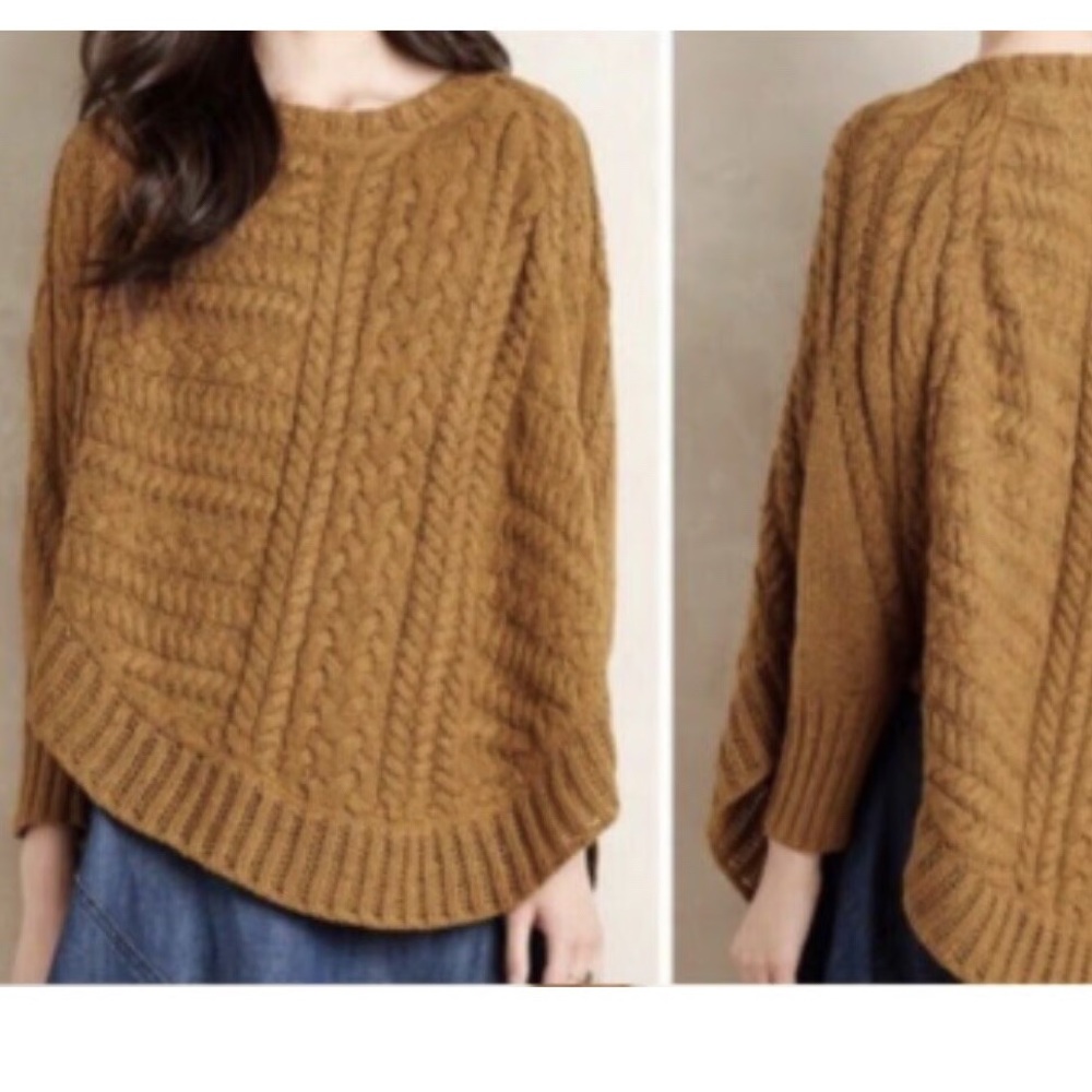 Anthropologie Brown Cable Knit Shrug